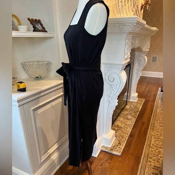 VINCE Black 100% cotton square neck belted midi dress size small - Picture 6 of 15